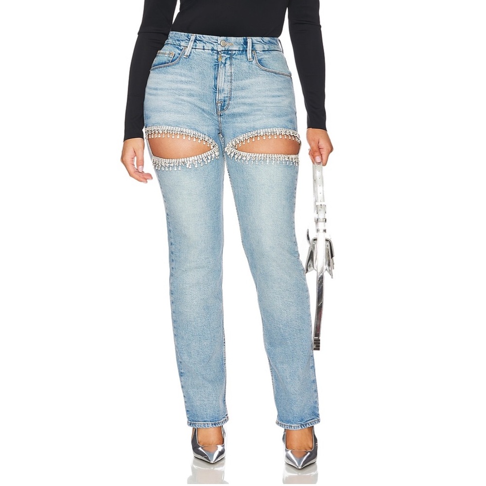 Good American Good Icon jeans with crystals ✨